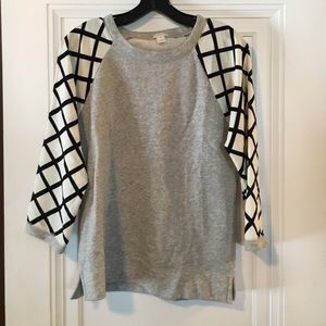 JCrew sweater with patterned sleeve